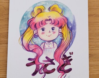 Postkarte - Mini Sailor Moon - Aquarell