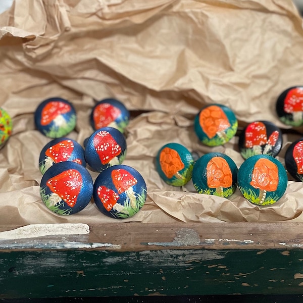 Hand painted wooden knobs