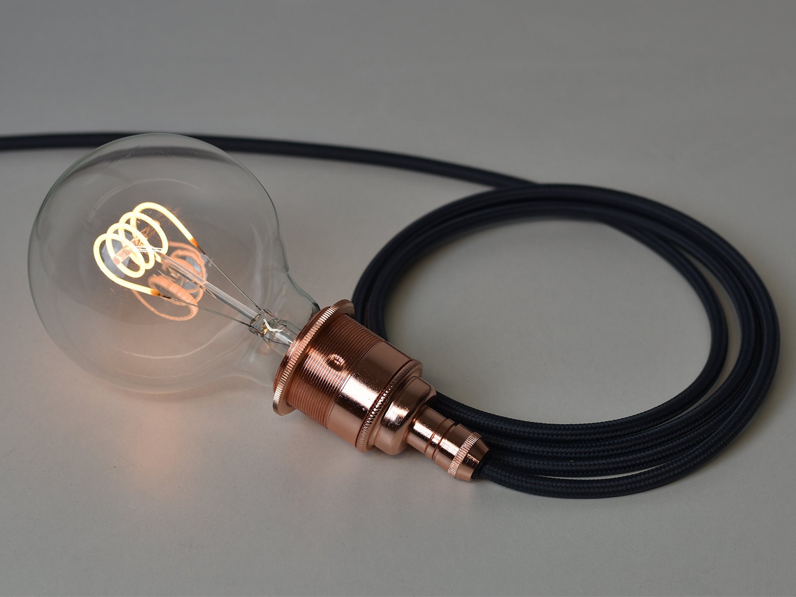 Tissu torsadé câble flexible branchez pendentif lampe Set Es E27 Ampoule vintage