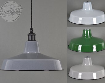 Pantalla de lámpara de luz estilo almacén de fábrica vintage de esmalte industrial clásico - 9 colores