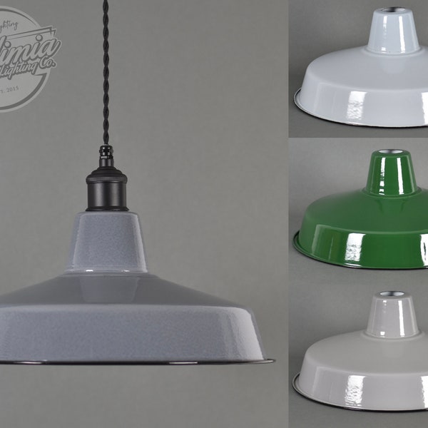 Classic Industrial Enamel Vintage Factory Warehouse Style Light Lamp Shade - 9 Colours