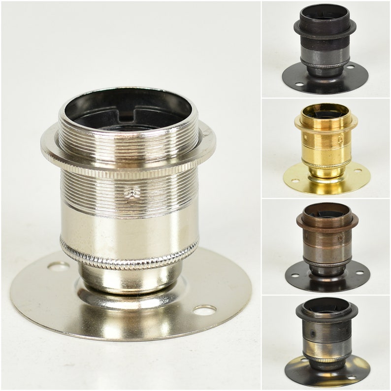 E27 Es Edison Batten Lamp Bulb Holder Shade Ring Vintage Retro 2 Centres Multiple Finishes