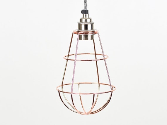 Vintage Industrial Pendant Wire Teardrop Cage Shade For Desk Vintage Industrial Pendant Wire, Copper Wire Pendant Light Shade
