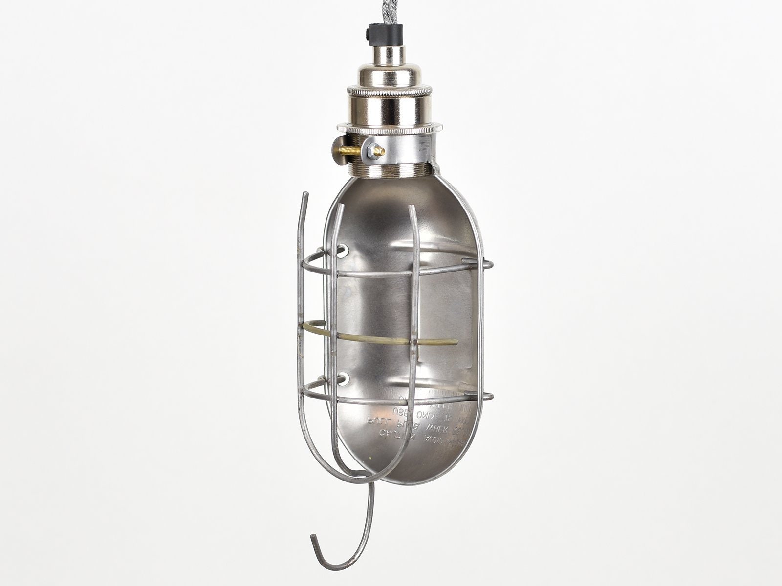 Vintage Industrial Inspection Lamp wire cage for Pendant Light Gunmetal