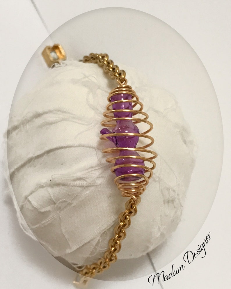 Hemp Jewelry Cannabis Gifts Marijuana Weed Bracelet Bong Bracelet Hand-Blown Pipe Glass Pipe Purple Bong Pipe