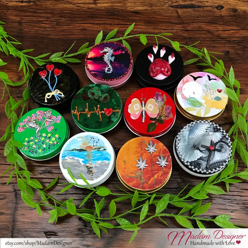 Earbud Case Seahorse Tin Small Round Tin Decorative Tins Etsy