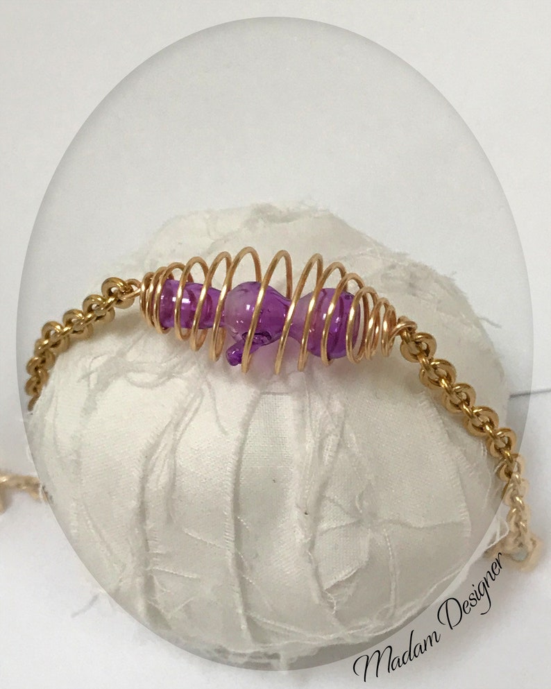 Hemp Jewelry Cannabis Gifts Marijuana Weed Bracelet Bong Bracelet Hand-Blown Pipe Glass Pipe Purple Bong Pipe