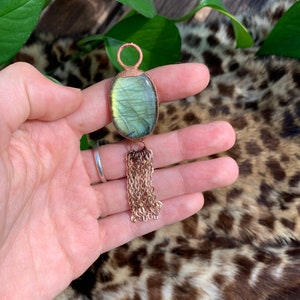 Labradorite dangle necklace with copper