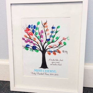 Personalized Teacher Gift, Takes a Hand Quote, Class Thumbprints Art, Teacher Appreciation Gift, Teacher Retirement Gift, End of Year Gift