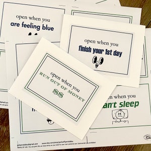 Open wanneer afdrukbare labels, Dorm Card-labels, Open wanneer enveloplabels, Open wanneer kaarten, Zoon gaat naar de universiteit, Verlaat huis, Digitaal bestand