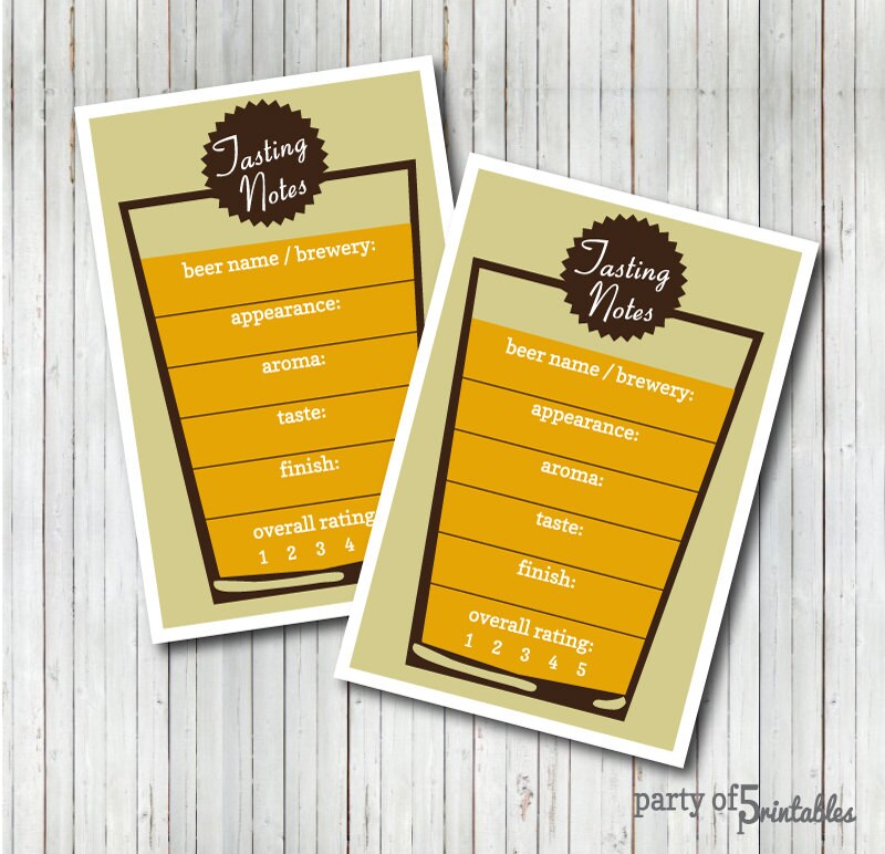 Beer Tasting Notes Cards Beer Rating Sheets Coasters Party Etsy