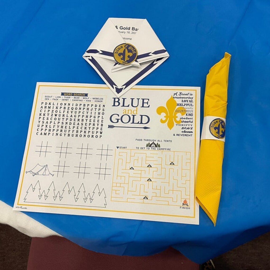 Cub Scout Blue and Gold Placemat Blue and Gold Activity Etsy