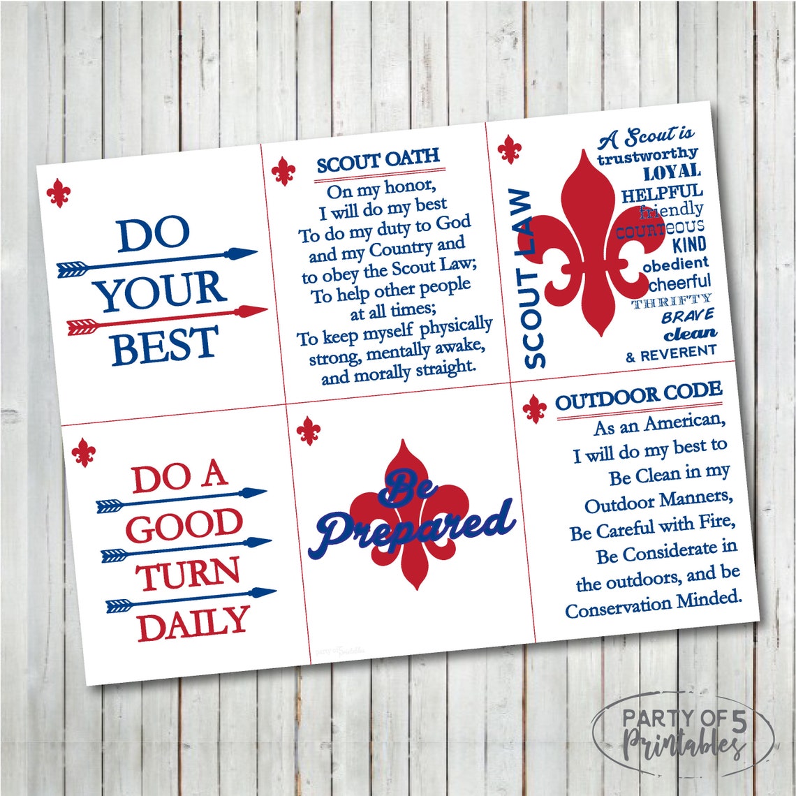 Boy Scout Memory Cards Scout Oath Scout Motto Scout Memory Etsy