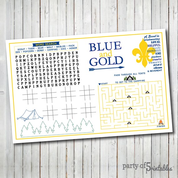Scout Blue and Gold Banquet Activity Placemat Cub Scouts | Etsy