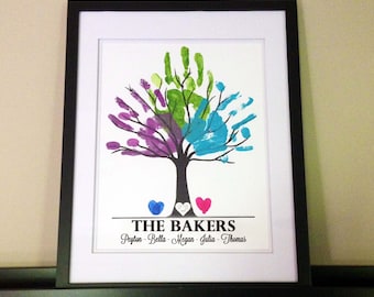 Family Names Handprint Tree, Personalized Wall Art, Family Handprint Gift, Kids Handprint Art, Blended Family Home Decor, Last Minute Gift
