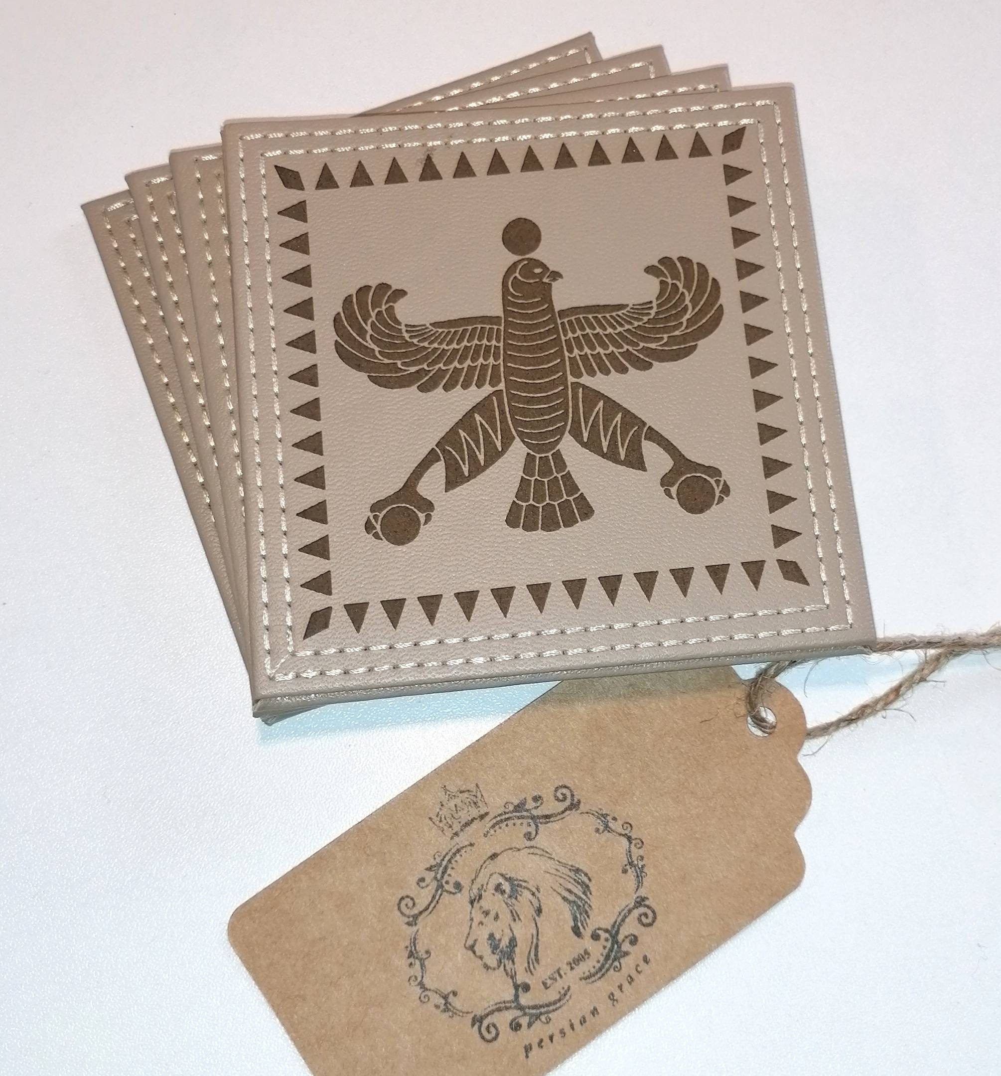 Persian symbol historical Zoroastrian traditional engraved faux leather