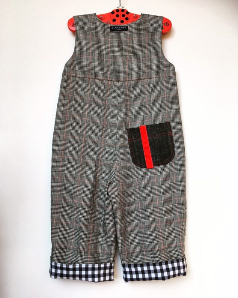 toddler dungarees Prince of Wales check check dungarees 18-24 months baby dungarees unisex dungarees Dungarees linen dungarees