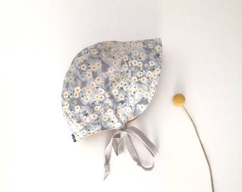 SOLD OUT- Sun bonnet, Liberty bonnet, sun hat, reversible bonnet, baby hat, newborn sunhat, mustard bonnet, size 0-3 months