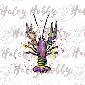 Mardi Gras, Crawfish, New Orleans, NOLA PNG, Digital Download, Sublimation Download, Instant Download Waterslide