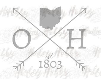 Ohio Silhouette file shirt DXF SVG Waterslide cut file silhouette digital file