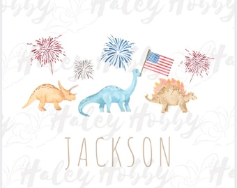 Dinosaur Watercolor Fourth of July Shirt Design PNG, Heat Press, Digital Download, Sublimation Download, Instant Download Waterslide