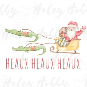 Christmas Cajun Louisiana Alligator Watercolor Santa Heaux Heaux Heaux Name Shirt PNG, Heat Press, Digital Download, Sublimation Download