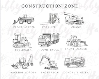 Construction Machines Equipment Zone Shirt 2 Sided Set PNG, Heat Press, Digital Download, Sublimation Download, Instant Download
