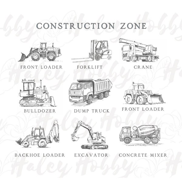 Construction Machines Equipment Zone Shirt 2 Sided Set PNG, Heat Press, Digital Download, Sublimation Download, Instant Download