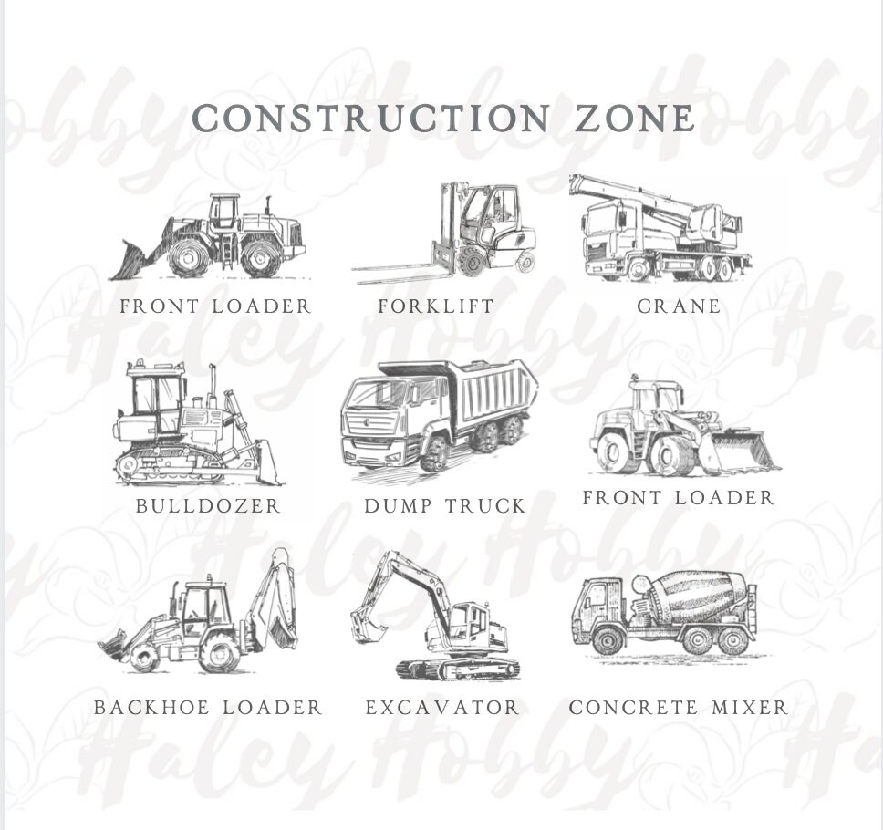 Construction Machines Equipment Zone Shirt 2 Sided Set PNG Etsy