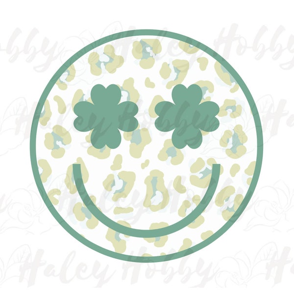 Happy Smiley Face St. Patrick's Day Leopard Mom Girls Shirt PNG,Heat Press, Digital Download,Sublimation Download,Instant Download