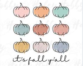 Its Fall Y'all Pumpkins Fall Halloween Monogram Name Watercolor Shirt PNG, Heat Press, Digital Download, Sublimation Download