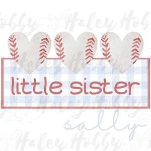 Little Sister Baseball Softball Monogram name t-shirt design Shirt PNG, Heat Press, Digital Download, Sublimation Download, Instant