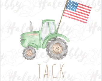 Green Tractor Flag Watercolor Fourth of July Shirt Design PNG, Heat Press, Digital Download, Sublimation Download, Instant Download