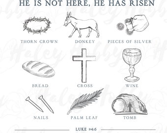 He has Risen Church Easter sketch 2 sided Shirt PNG, Heat Press, Digital Download, Sublimation Download, Instant Download Waterslide