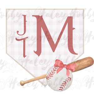 Baseball Softball Monogram girls little sister bow t-shirt design Watercolor Shirt PNG, Heat Press, Digital Download, Sublimation Download