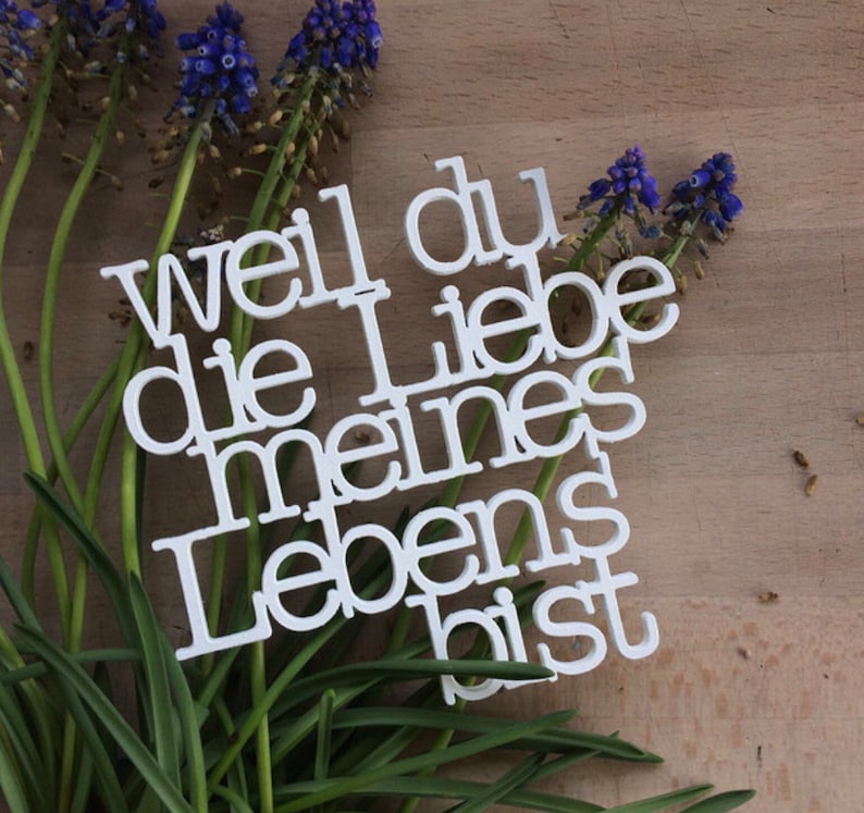 Schriftzug 'Weil Du Die Liebe Meines Lebens bist' Etsy