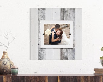 Reclaimed Wood Picture Frame 8x10: White Washed Coastal Decor