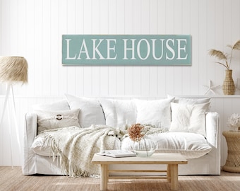 Lake House Distressed Wood Handcrafted Sign |  Many colors to choose from