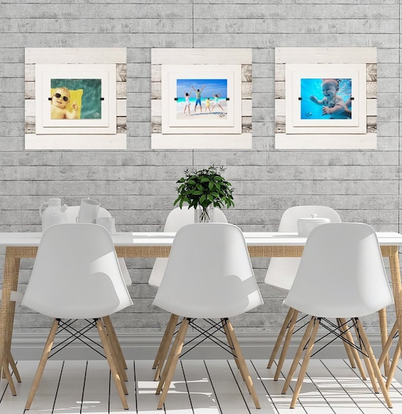 Coastal Inspired Triple 4x6 or 5x7 White Washed Reclaimed Wood