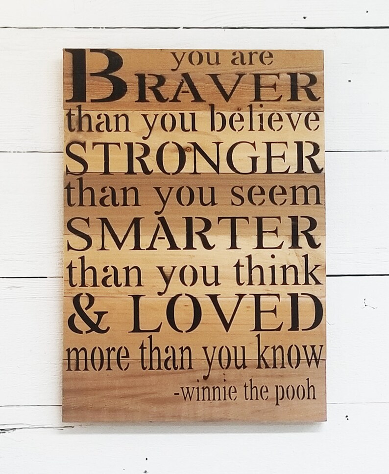 You Are Braver Winnie the Pooh Inspiration Rustic Nursery Etsy
