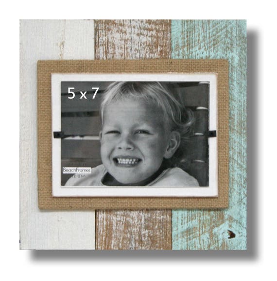 Beach & Coastal Theme White Reclaimed Wood Picture Frames for 4x6 or 5x7  Pictures