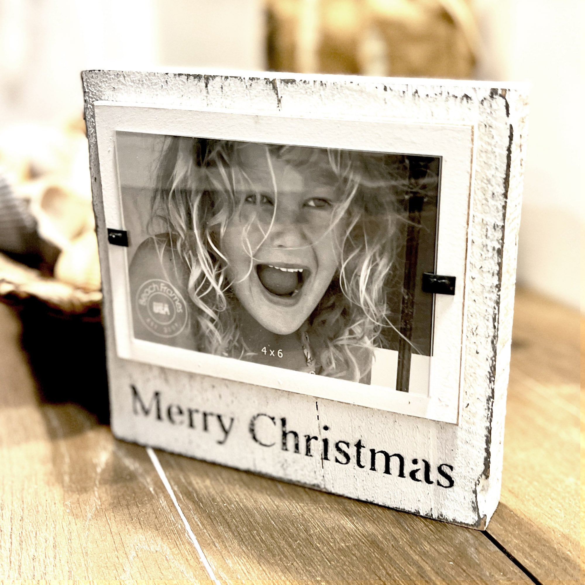 White Merry Christmas Sign Frame With Photo Modern Farmhouse Etsy