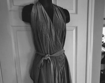 SARAH PACINI Backless  knit wrap O/S, Bamboo Wide Leg Pants T3, (US 8,10)