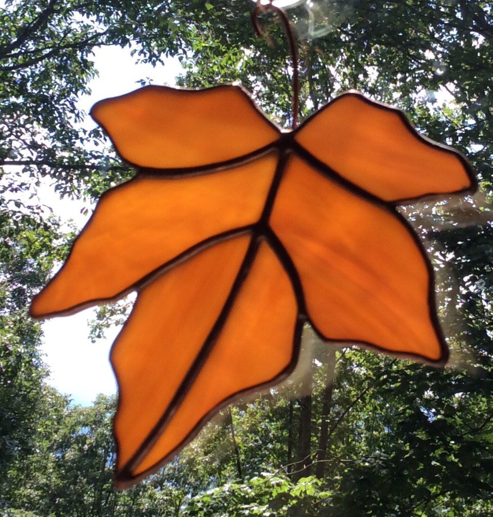 Stained Glass Leaf Glass Fall Leaf Butterscotch Streaky Etsy