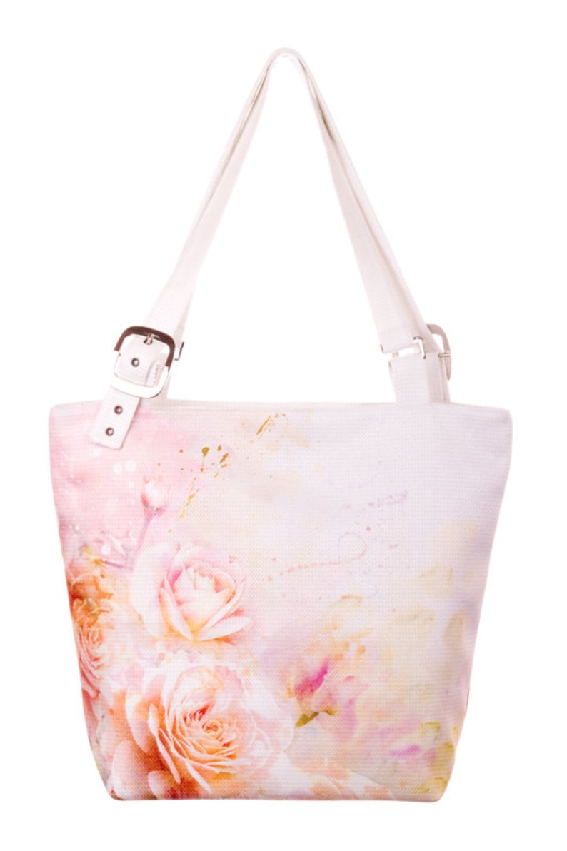 Light Pink Roses Print Bag Roses Fabric Handbag Roses Summer Etsy