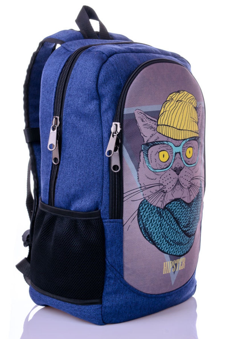Cat print backpack Canvas rucksack Roomy backpack hipster Etsy