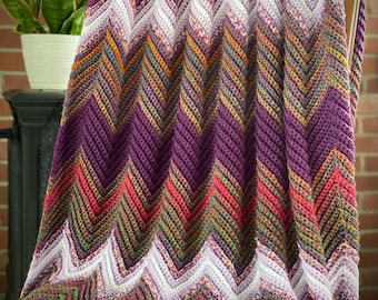 Chevron Hand-Crocheted Afghan Blanket
