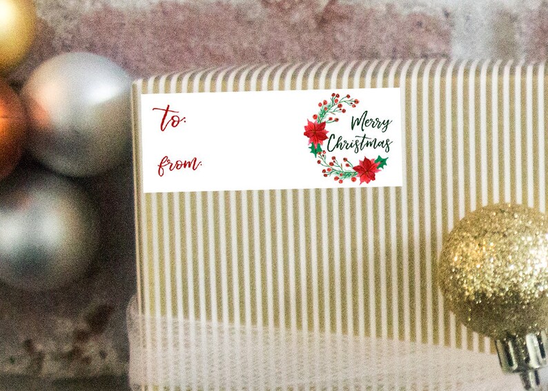 Christmas Gift Tag Stickers Printable Avery 5160 Gift Etsy