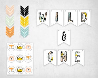 Wild One Birthday | Printable | First Birthday | Wild Birthday Boy | Woodland |1st Birthday | Banner |