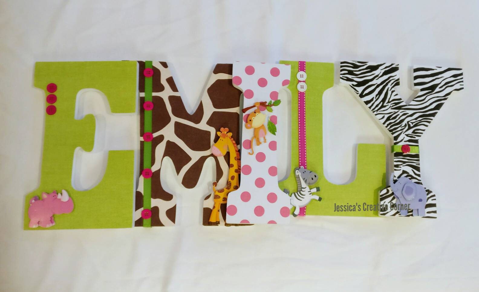Jungle Nursery Letters Wooden Letters for Girls Jungle Theme Etsy